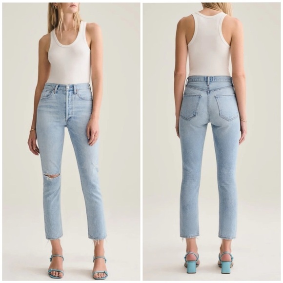 Agolde Denim - Agolde Riley High Rise Straight Crop in Shatter 23